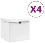 vidaXL Aufbewahrungsboxen, 28x28x28 cm, Vliesstoff, wei&szlig;, mit Deckeln, 4 St&uuml;ck