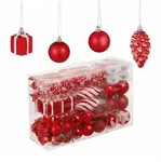 Relaxdays Weihnachtskugeln 72er Set, glitzernde, matte & gl&auml;nzende Baumkugeln,
