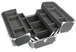 HMF Alu Kosmetikkoffer mit individuellen Trennw&auml;nden, Schminkkoffer leer, 33 x 22,5