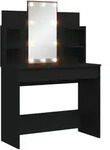 vidaXL Schminktisch mit LED-Leuchten Schwarz 96x40x142 cm