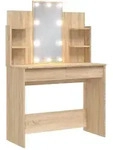 vidaXL Schminktisch mit LED-Leuchten Sonoma-Eiche 96x40x142 cm