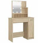 vidaXL Schminktisch mit LED Sonoma-Eiche 86,5x35x136 cm