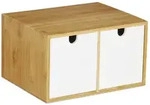 Relaxdays Schreibtisch Organizer, 2 Schubf&auml;cher, Bambus & MDF, Aufbewahrungsbox