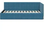 vidaXL Eckbettgestell mit Kopfteil Blau 90 cm x 200 cm Samt