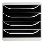 Exacompta 310014D 1x BIG-BOX Schubladenbox, 4 offene Laden, Serie Office - Schwarz