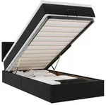 vidaXL Ottoman-Bett mit Matratzen & LEDs Schwarz 90x190 cm Kunstleder