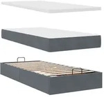 vidaXL Ottoman-Bett mit Matratze Dunkelgrau 90x190 cm Samt