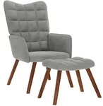 vidaXL Relaxsessel mit Hocker Hellgrau Samt