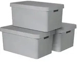 CURVER Archivboxen INFINITY, 58 x 40 x 43 cm, 45L, mit Deckel, hellgrau, 3 St&uuml;ck