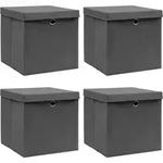 vidaXL Aufbewahrungsboxen mit Deckeln 4 Stk. Grau 32x32x32 cm Stoff