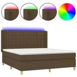 vidaXL Boxspringbett mit Matratze & LED Dunkelbraun 160x200 cm Stoff