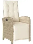 vidaXL Gartensessel mit Fu&szlig;teil Verstellbar Beige Poly Rattan
