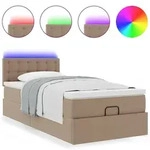 vidaXL Ottoman-Bett mit Matratzen & LEDs 90x190 cm Kunstleder