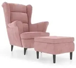 vidaXL Ohrensessel mit Hocker Rosa Samt