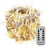 Monzana Lichterkette 60m 600 LED warmwei&szlig; transparent Fernbedienung