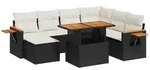 vidaXL 8-tlg. Garten-Sofagarnitur mit Kissen Schwarz Poly Rattan