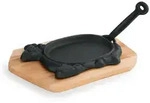 WAS Germany - Servierpfanne Cast Iron 35, mit Holzuntersetzer, 27 x 16 x 2 cm,