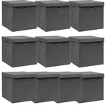vidaXL Aufbewahrungsboxen, 32&times;32&times;32 cm, Vliesstoff, grau, mit Deckeln, 10 St&uuml;ck