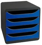Exacompta 310703D Schubladenbox Big Box, 4 offene Schubladen, Iderama - K&ouml;nigsblau