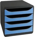 Exacompta 310779D Schubladenbox Big Box, 4 offene Schubladen, Iderama - Eisblau