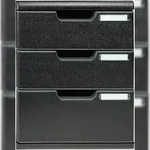 Exacompta 325414D 1x Schubladenbox MODULO A4, 3 geschlossene Laden - Schwarz