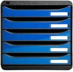 Exacompta 3097279D Schubladenbox Big Box Plus, 5 offene Schubladen, Iderama - Eisblau