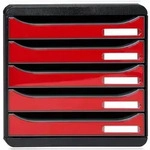 Exacompta 3097218D 1x BIG-BOX PLUS mit 5 offenen Laden - Karminrot glossy