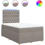 vidaXL Boxspringbett mit Matratze Taupe 120x200 cm Stoff