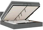 vidaXL Ottoman-Bett mit Matratzen & LEDs Dunkelgrau 200x200 cm Stoff