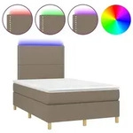 vidaXL Boxspringbett mit Matratze & LED Taupe 120x200 cm Stoff