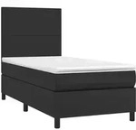 vidaXL Boxspringbett mit Matratze & LED Schwarz 90x190 cm Kunstleder