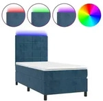 vidaXL Boxspringbett mit Matratze & LED Dunkelblau 80x200 cm Samt
