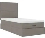 vidaXL Ottomane Bett mit Matratze & LEDs Taupe 90x200 cm Stoff