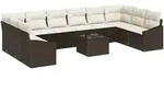 vidaXL Garten-Sofa-Set mit Kissen 11 pcs Braun und Creme Poly-Rattan