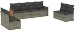 vidaXL 8-tlg. Garten-Sofagarnitur mit Kissen Grau Poly Rattan