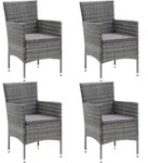 vidaXL Garten-Essst&uuml;hle 4 Stk. Poly Rattan Grau