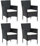 vidaXL Garten-Essst&uuml;hle 4 Stk. Poly Rattan Schwarz