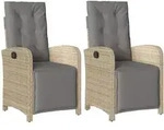 vidaXL Gartensessel mit Fu&szlig;teil 2 Stk. Verstellbar Poly Rattan