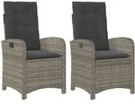 vidaXL Gartensessel mit Kissen 2 Stk. Verstellbar Grau Poly Rattan