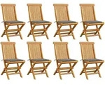 vidaXL Gartenst&uuml;hle mit Grauen Kissen 8 Stk. Massivholz Teak