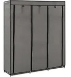 vidaXL Kleiderschrank mit F&auml;chern und Stangen Grau 150x45x175cm Stoff