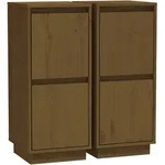 vidaXL Sideboards 2 Stk. Honigbraun 31,5x34x75 cm Massivholz Kiefer