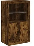 vidaXL Beistellschrank mit LED-Leuchten R&auml;uchereiche Holzwerkstoff