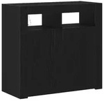 vidaXL LED Sideboard Schwarz Eiche 80x35x75 cm Holzwerkstoff