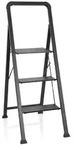 Klappleiter SOLID W6 Stahl / Aluminium schwarz mit Griff 3 Stufen hjh OFFICE