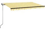vidaXL Automatische Markise mit LED & Windsensor 450x350 cm Gelb/Wei&szlig;