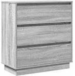 vidaXL Nachttisch mit Schubladen Grau 71 x 34,5 x 75 cm Holzwerkstoff