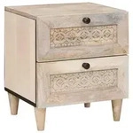 vidaXL Nachttisch Beige 40 x 33 x 46 cm massives Mangoholz