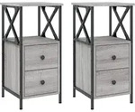 vidaXL Nachttische 2 Stk. Grau Sonoma 34x35,5x70 cm Holzwerkstoff