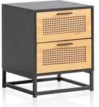 Nachtkonsole FineBuy Nachtkommode Boxspringbett 45 cm Schwarz Wiener Geflecht